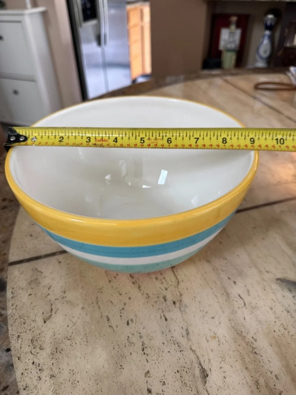 Crate&Barrel Ceramic Mixing Bowl in Yellow, Turquoise and White
